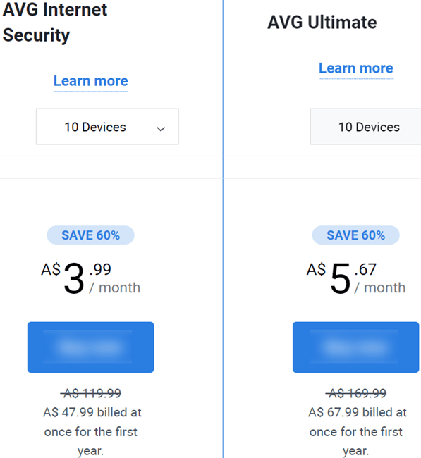 AVG Pricing for Home