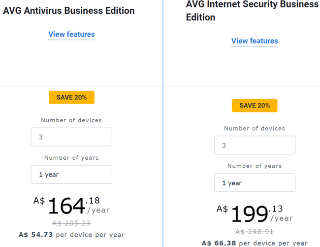 Pricing for AVG