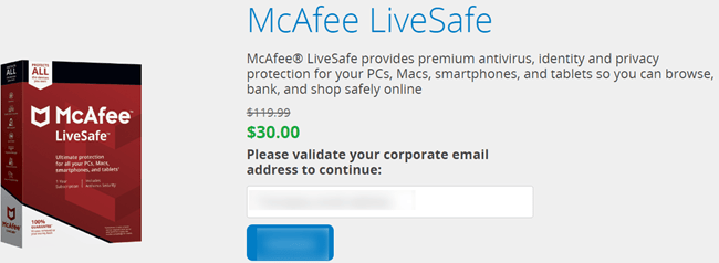 Pricing for McAfee LiveSafe