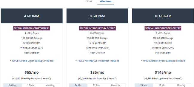 Liquid Web Pricing for Windows